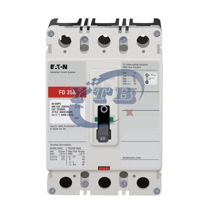 Eaton FD3060 F-프레임 3P 60A 성형 케이스 회로 차단기
